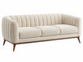 3-zitsbank 225 x 92 x 82 cm crème boucléstof houten poten geribbelde rugleuning