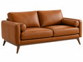 Tweezitsbank 170 x 90 x 85 cm cognacbruin kunstleer met houten poten - retrostijl