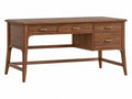 Houten bureau 152 x 76 x 76 cm walnootbruin met 4 laden - klassiek thuiskantoor