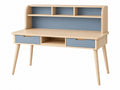 Bureau 120 x 60 x 125 cm hout naturel/blauw met lades en opzetrek