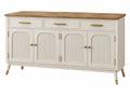 Dressoirkast 160 x 40 x 85 cm crème en naturel hout met 3 laden en 4 deuren