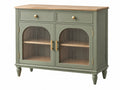 Dressoir 120 x 40 x 90 cm hout groen met geribbeld glas landelijke opbergruimte