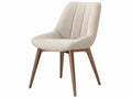 Eetkamerstoel 55 x 61 x 88 cm beige stoffen zitting houten poten modern