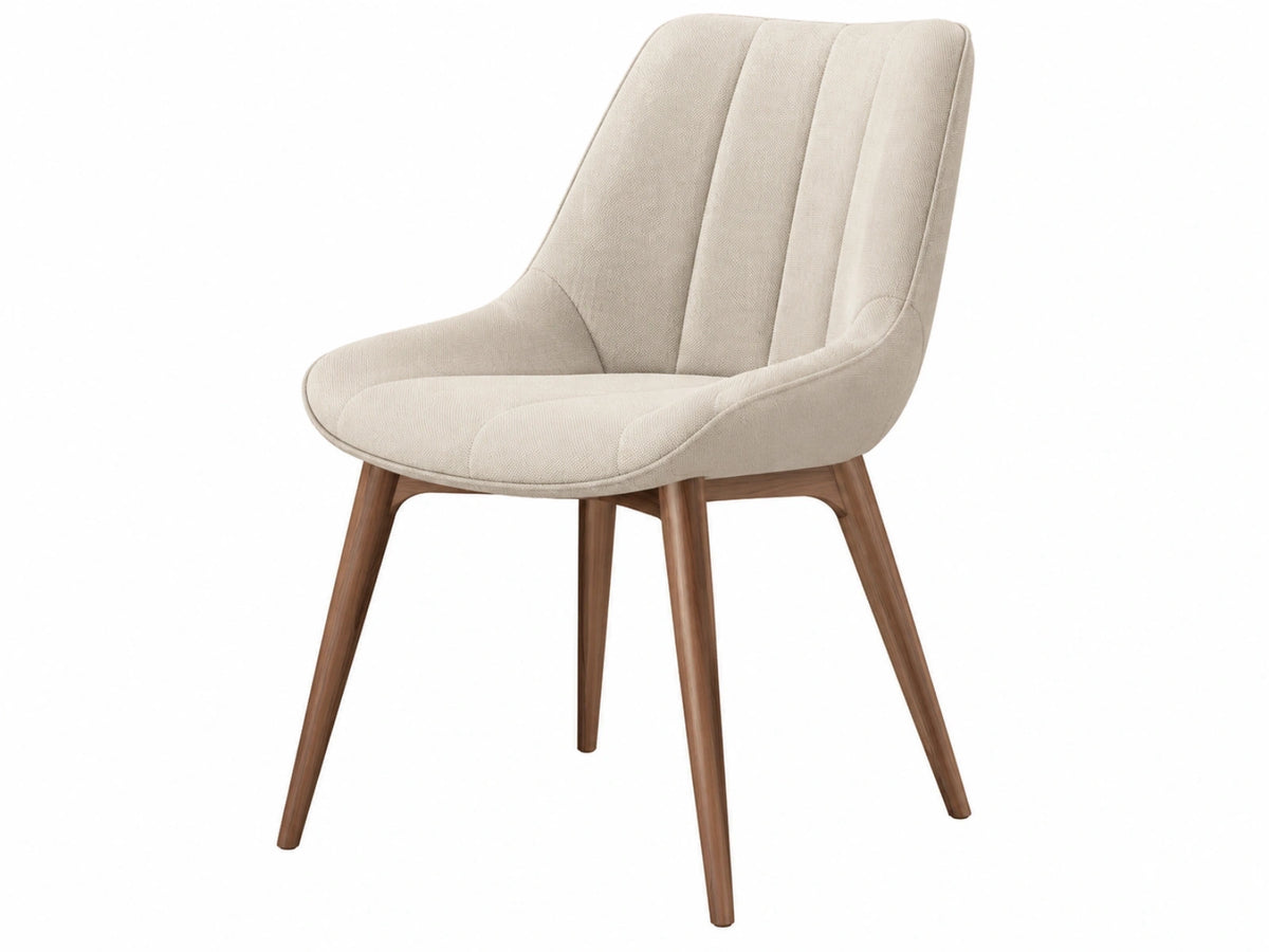 Eetkamerstoel 55 x 61 x 88 cm beige stoffen zitting houten poten modern