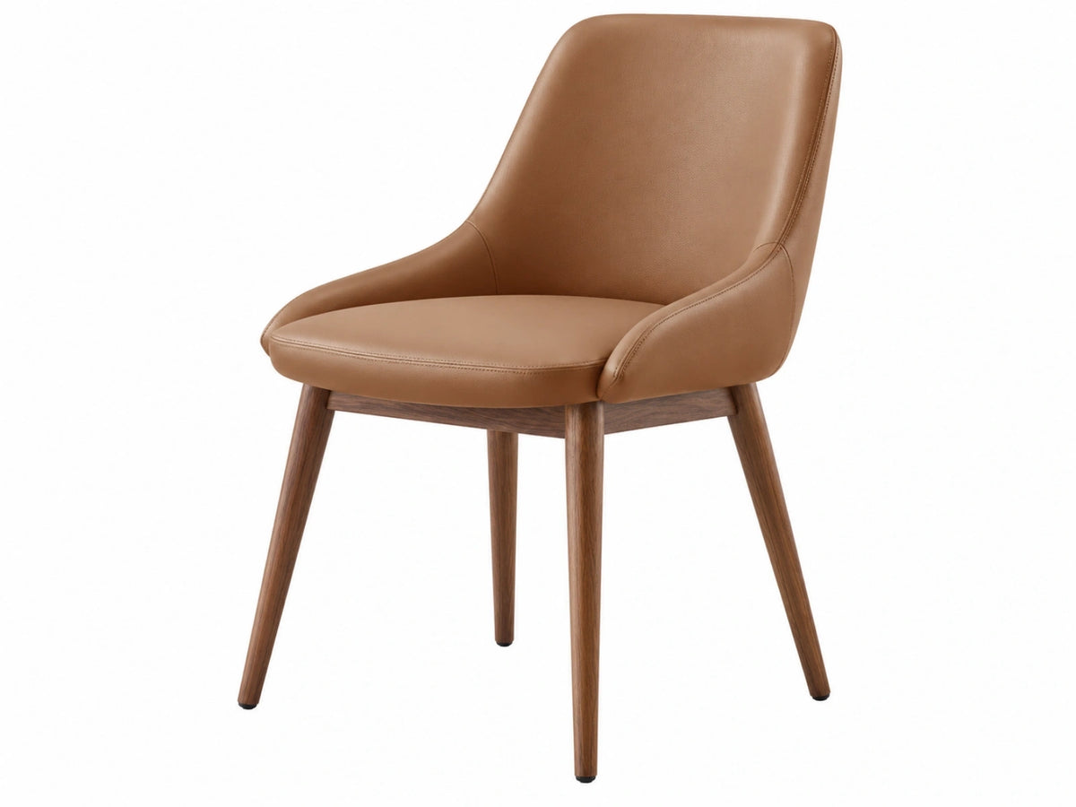 Eetkamerstoel 60 x 61 x 85 cm cognackleurig kunstleer met houten poten modern