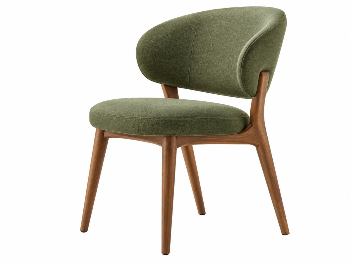 Eetkamerstoel 62 x 58 x 80 cm groen stoffen bekleding houten poten retro