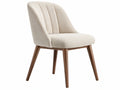 Eetkamerstoel 58 x 62 x 86 cm beige stoffen zitting met houten poten