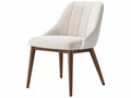 Eetkamerstoel 60 x 65 x 87 cm - crèmekleurige stoffen bekleding met houten poten - modern