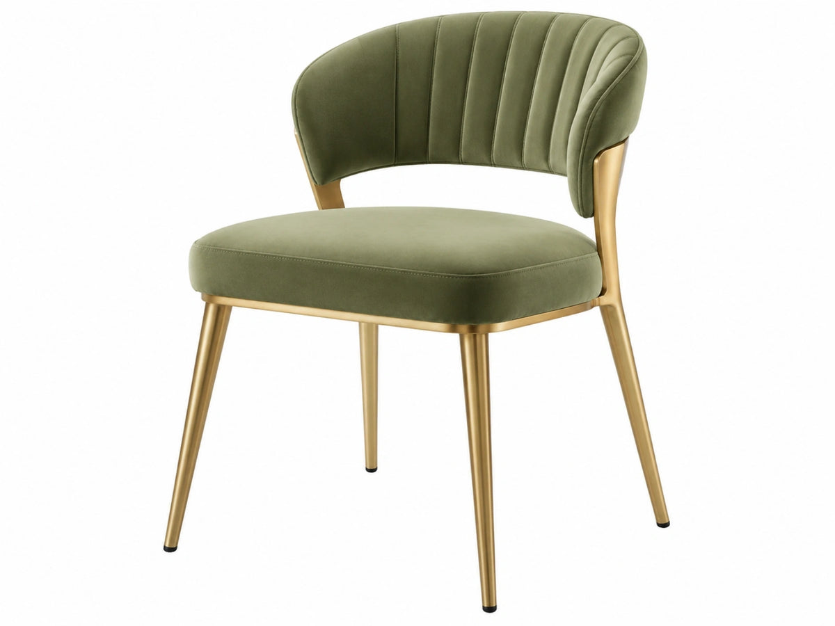 Eetkamerstoel 60 x 58 x 78 cm groen stoffen zitting met goudkleurig metalen poten - modern gestoffeerd
