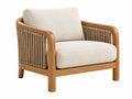 Fauteuil 75 x 78 x 80 cm hout en touw beige - bouclé zitting natuurlijke stijl